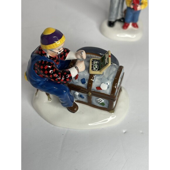 Dept 56 Snow Village “Another Man’s Treasure” Set Of 2 Shoppers Missing One BOX - Picture 2 of 11